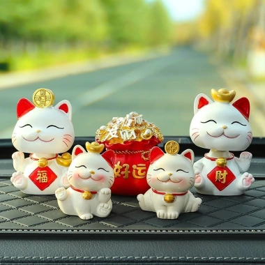 Mèo Thần Tài May Mắn - Trang Trí Taplo Ô Tô & Bàn Làm Việc, Giá 35.000₫