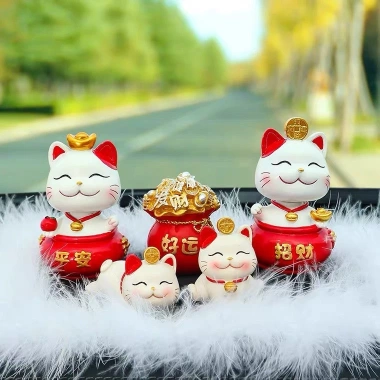 Mèo Thần Tài May Mắn - Trang Trí Taplo Ô Tô & Bàn Làm Việc, Giá 35.000₫