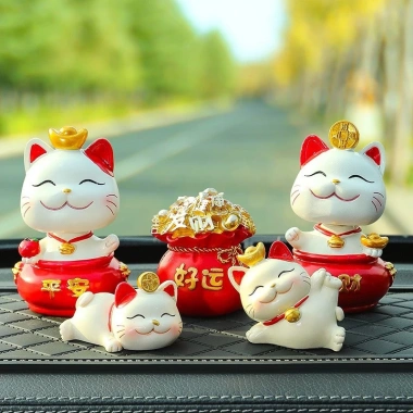 Mèo Thần Tài May Mắn - Trang Trí Taplo Ô Tô & Bàn Làm Việc, Giá 35.000₫