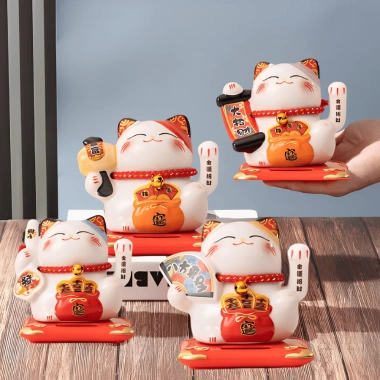 Mèo Thần Tài năng lượng mặt trời vẫy tay - May mắn trang trí phòng khách, bàn làm việc, 60.000đ