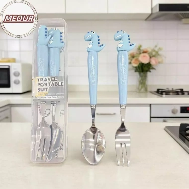 Meour 2 Chiếc Thìa Nĩa Inox Dễ Thương Trẻ Em - Bộ Đồ Ăn Cắm Trại, Hộp Bếp, Giá 74.250₫