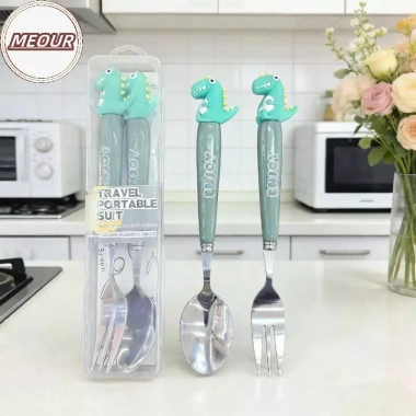 Meour 2 Chiếc Thìa Nĩa Inox Dễ Thương Trẻ Em - Bộ Đồ Ăn Cắm Trại, Hộp Bếp, Giá 74.250₫