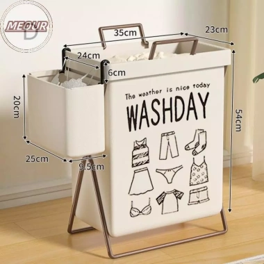 Meour Giỏ Giặt Chống Thấm Nước Bẩn, Gấp Gọn, Dung Tích 30kg, Lớn Cho Quần Áo Nhà 7