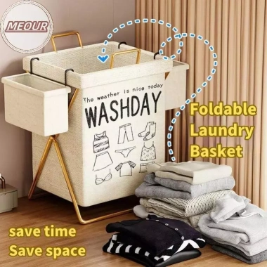 Meour Giỏ Giặt Chống Thấm Nước Bẩn, Gấp Gọn, Dung Tích 30kg, Lớn Cho Quần Áo Nhà 10