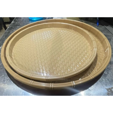Mẹt nhựa, đĩa nhựa tròn giả mây tre 2 màu nâu vàng‑nâu đậm, đủ size, đựng gỏi, bún đậu - Giá 14.888₫