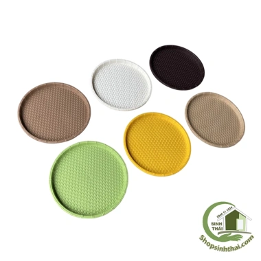 Mẹt nhựa giả mây đựng bún đậu - Khay tròn trắng, vàng, kem, nâu, xanh lá, giá 23.000₫