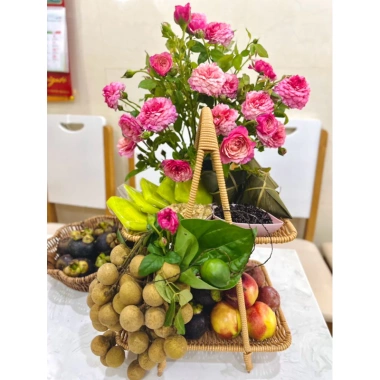 Mẹt nhựa giả mây nhiều tầng, kệ decor bền đẹp sang trọng, đựng hoa quả, bánh kẹo, hành tỏi, giá chỉ 195.000 VND