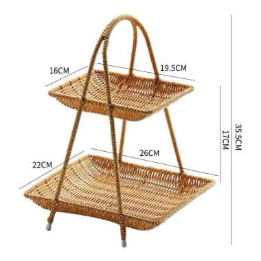 Mẹt nhựa giả mây nhiều tầng, kệ decor bền đẹp sang trọng, đựng hoa quả, bánh kẹo, hành tỏi, giá chỉ 195.000 VND