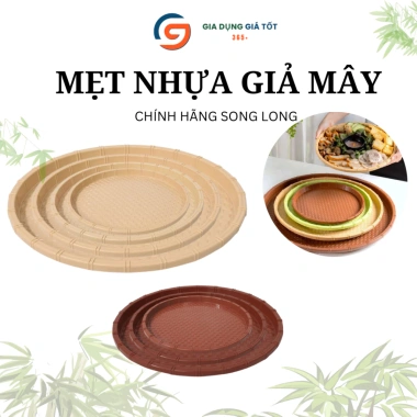 Mẹt nhựa giả mây Song Long - Đĩa mẹt tròn đa năng cho sushi, hải sản, trái cây, đồ nướng - Chỉ 19.000₫