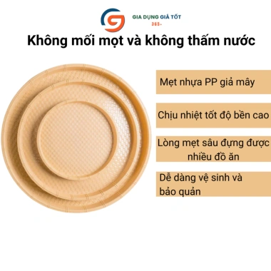 Mẹt nhựa giả mây Song Long - Đĩa mẹt tròn đa năng cho sushi, hải sản, trái cây, đồ nướng - Chỉ 19.000₫
