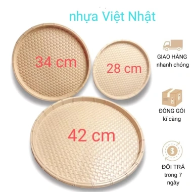 Mẹt nhựa tròn giả mây tre đan - Đĩa, mâm cao cấp, đựng đồ ăn, giá chỉ 18.000đ - chất lượng Việt Nam