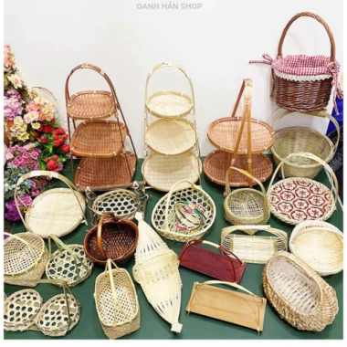 Mẹt tre 1-2-3 tầng đựng bánh kẹo, mứt tết, phụ kiện decor chụp ảnh - Giá 25.110₫