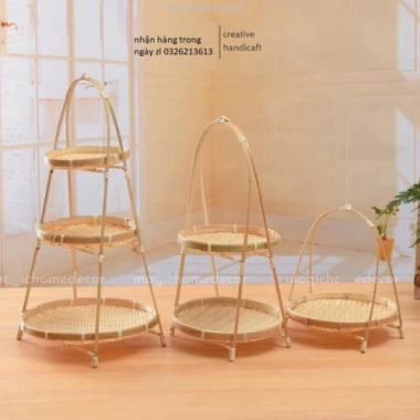 Mẹt tre 1-2-3 tầng đựng bánh kẹo, mứt tết, phụ kiện decor chụp ảnh - Giá 25.110₫