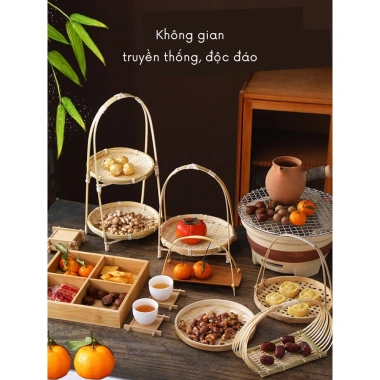 Mẹt Tre Tầng Vuông 1-3 Tầng Đựng Bánh Kẹo Tết Kệ Trang Trí Truyền Thống Giá 29.000₫ 5