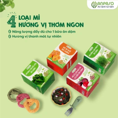 Mì rau củ ăn dặm Organic Anpaso không chiên dầu, giàu chất xơ bé 6 tháng - 55.380 VND