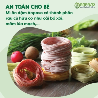 Mì rau củ ăn dặm Organic Anpaso không chiên dầu, giàu chất xơ bé 6 tháng - 55.380 VND