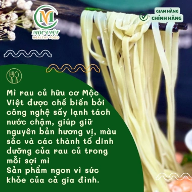Mì rau củ hữu cơ sấy lạnh Mộc Việt 300gr - Giảm cân, ăn kiêng, tiểu đường, chỉ 69.600đ