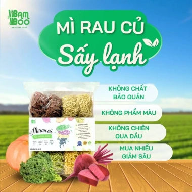Mì Rau Củ Sấy Lạnh Bamboo 500g Không chiên dầu, ăn kiêng, mì chay hữu cơ 89.000đ