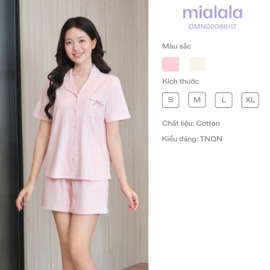 Mialala Bộ Mặc Nhà Tay Ngắn Quần Ngắn Cổ Pyjama Cotton Mềm Mại, Thoải Mái Cho Nữ - Giá 549.000₫