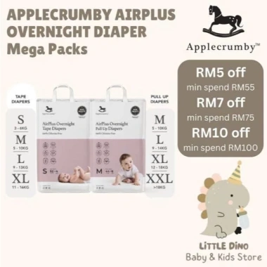 Michibaby Bỉm Đêm Applecrumby AirPlus Overnight Mega Mini NB S M L XL XXL siêu thấm 12h Giá 260.000₫ 3 Michibaby Bỉm Đêm Applecrumby AirPlus Overnight Mega Mini NB S M L XL XXL siêu thấm 12h Giá 260.000₫ 3