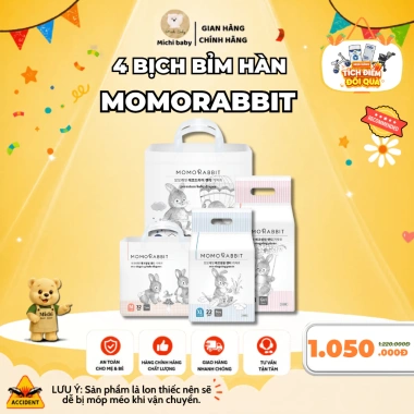 Michibaby Bỉm MOMORABBIT Hàn Siêu Mỏng 1 Thùng 4 Bịch MC3.481 - Thấm Hút Tốt, Giá ưu đãi 1.050.000 VND Michibaby Bỉm MOMORABBIT Hàn Siêu Mỏng 1 Thùng 4 Bịch MC3.481 - Thấm Hút Tốt, Giá ưu đãi 1.050.000 VND