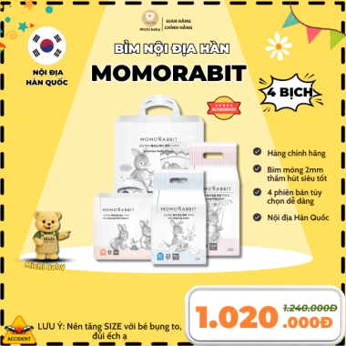 Michibaby Bỉm MOMORABBIT Hàn Siêu Mỏng 1 Thùng 4 Bịch MC3.481 - Thấm Hút Tốt, Giá ưu đãi 1.050.000 VND 2 Michibaby Bỉm MOMORABBIT Hàn Siêu Mỏng 1 Thùng 4 Bịch MC3.481 - Thấm Hút Tốt, Giá ưu đãi 1.050.000 VND 2
