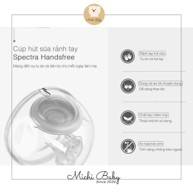 Michibaby Bộ Phụ Kiện Cúp Hút Sữa Rảnh Tay Spectra HANDSFREE 24/28mm MC627 An Toàn Tiết Kiệm Thời Gian 2 Michibaby Bộ Phụ Kiện Cúp Hút Sữa Rảnh Tay Spectra HANDSFREE 24/28mm MC627 An Toàn Tiết Kiệm Thời Gian 2