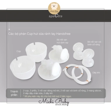Michibaby Bộ Phụ Kiện Cúp Hút Sữa Rảnh Tay Spectra HANDSFREE 24/28mm MC627 An Toàn Tiết Kiệm Thời Gian 11 Michibaby Bộ Phụ Kiện Cúp Hút Sữa Rảnh Tay Spectra HANDSFREE 24/28mm MC627 An Toàn Tiết Kiệm Thời Gian 11