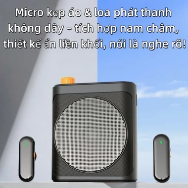 Micro kẹp áo và loa phát thanh không dây, nam châm, chống hú thông minh, pin 25h, thu âm rõ ràng - chỉ 546.000₫ 2