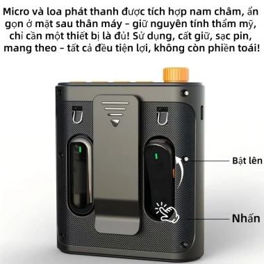 Micro kẹp áo và loa phát thanh không dây, nam châm, chống hú thông minh, pin 25h, thu âm rõ ràng - chỉ 546.000₫ 3