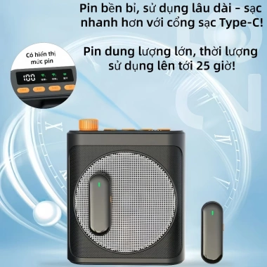 Micro kẹp áo và loa phát thanh không dây, nam châm, chống hú thông minh, pin 25h, thu âm rõ ràng - chỉ 546.000₫ 6