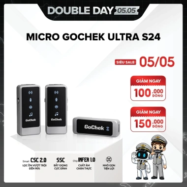 Micro Thu Âm Không Dây GoChek ULTRA S24 - 2 Chân Cắm, Live & Quay Video, Giá 890.000₫ 2