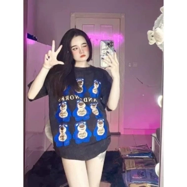 Miễn phí ship Áo thun phông loang in hình gấu hồng xanh siêu đẹp unisex giá 136k 2