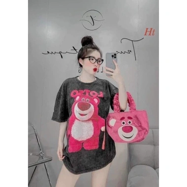 Miễn phí ship Áo thun phông loang in hình gấu hồng xanh siêu đẹp unisex giá 136k 4