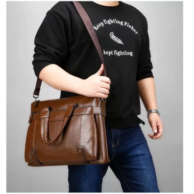 Miễn phí ship Túi xách cặp da bò laptop công sở T05-1 39x30x8cm Nâu Đen Giá 1,460,000