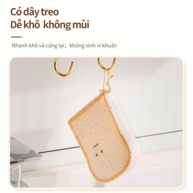 Miếng bọt biển rửa chén Simplus Pink HMCH001 hình gấu, bánh mì, chuột siêu xinh Giá chỉ 58.679₫