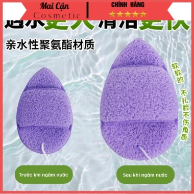 Miếng Bọt Biển Rửa Mặt 3 Miếng Puff Mềm Mại, Sâu Lỗ Chân Lông, Thân Thiện Da
