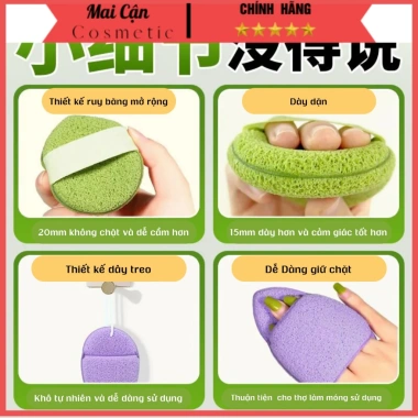 Miếng Bọt Biển Rửa Mặt 3 Miếng Puff Mềm Mại, Sâu Lỗ Chân Lông, Thân Thiện Da