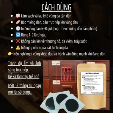 Miếng cao dán Đông y Đông Cát Đường - Giảm đau xương khớp, cổ vai, co cơ, thoái hoá - 45.000 VND