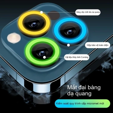 Miếng dán bảo vệ camera phát sáng kính cường lực cho iPhone 13-17 Pro Max - Chỉ 38.500₫