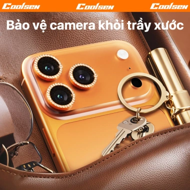 Miếng dán camera lấp lánh viền kim loại cho iPhone 17/16/15/14/13/12/11 Pro Max - Giá chỉ 38.500 VND 2