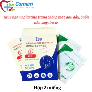 Miếng dán chống say tàu xe Eco 72h - Hộp 2 miếng, giảm giá 20k, 72 giờ