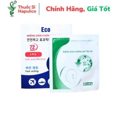Miếng dán chống say tàu xe Eco 72h - Hộp 2 miếng, giảm say, giá 20.000 VNĐ