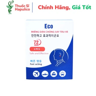 Miếng dán chống say tàu xe Eco 72h - Hộp 2 miếng, giảm say, giá 20.000 VNĐ