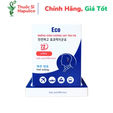 Miếng dán chống say tàu xe Eco 72h - Hộp 2 miếng, giảm say, giá 20.000 VNĐ