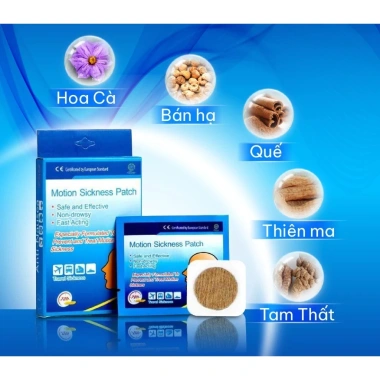 Miếng Dán Chống Say Tàu Xe Motion Sickness Patch - Giảm Buồn Nôn, Chóng Mặt, Hộp 10 miếng, Giá ưu đãi 94.000₫
