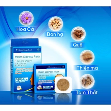 Miếng Dán Chống Say Tàu Xe Motion Sickness Patch - Giảm Buồn Nôn, Chóng Mặt, Hộp 10 miếng, Giá ưu đãi 94.000₫