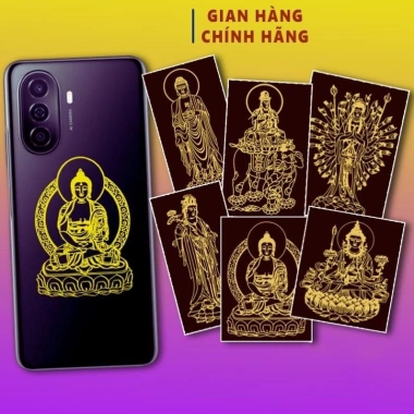 Miếng dán điện thoại đẹp lung linh phong thủy tài lộc, may mắn hình Phật Bồ Tát - 5.088đ 2