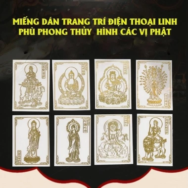 Miếng dán điện thoại đẹp lung linh phong thủy tài lộc, may mắn hình Phật Bồ Tát - 5.088đ 5