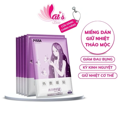 Miếng Dán Giảm Đau Bụng Kinh PISSA - Giữ Nhiệt Ấm Nóng, Thảo Dược Thiên Nhiên, Giảm Đau Vai Gáy, 9.310 VND